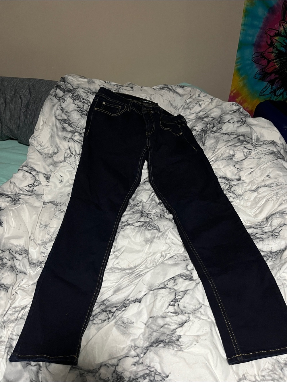 Jordache Women's Straight Leg Dark Blue Jeans